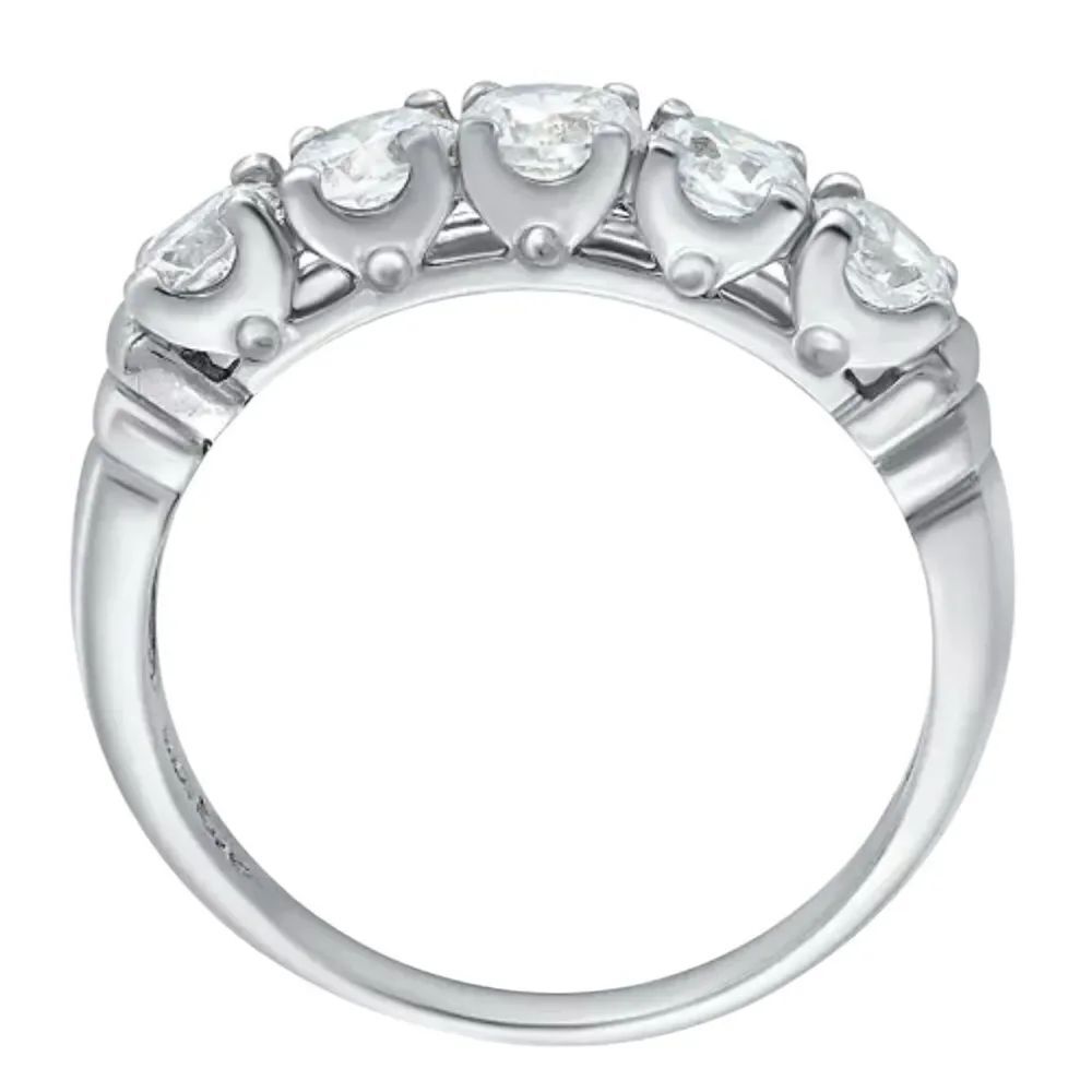 Macy’s  Silver Plate 5 CZ stones Ring Size 8